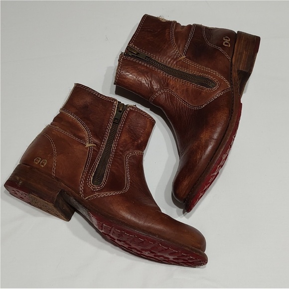 Bed Stu Shoes - Bed Stu Eiffel Teak Leather Double Zipper Ankle Boots 8.5